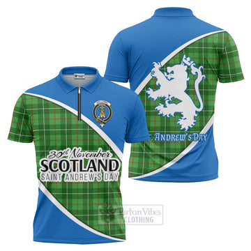Tartan Vibes Clothing Galloway Family Crest Tartan Zipper Polo Shirt Celebrate Saint Andrew's Day in Style