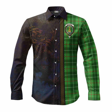Galloway Tartan Family Crest Long Sleeve Button Shirt Alba Gu Brath Be Brave Lion Ancient Style