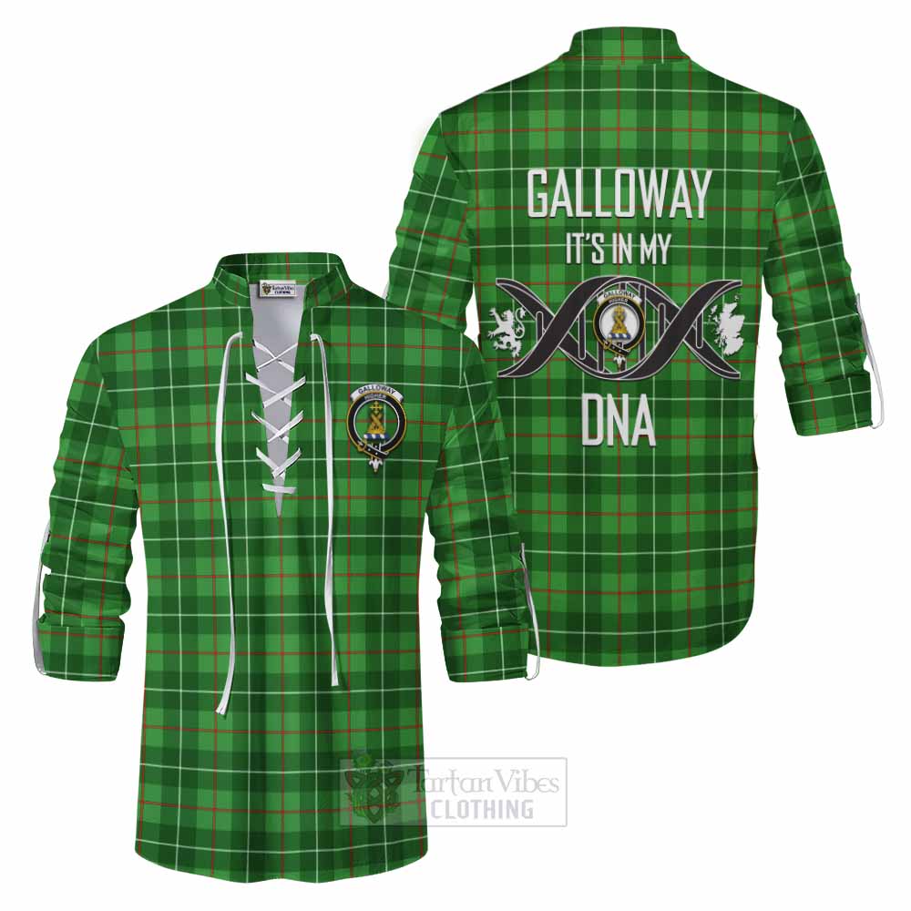 Tartan Vibes Clothing Galloway Tartan Ghillie Kilt Shirt with Family Crest DNA In Me Style