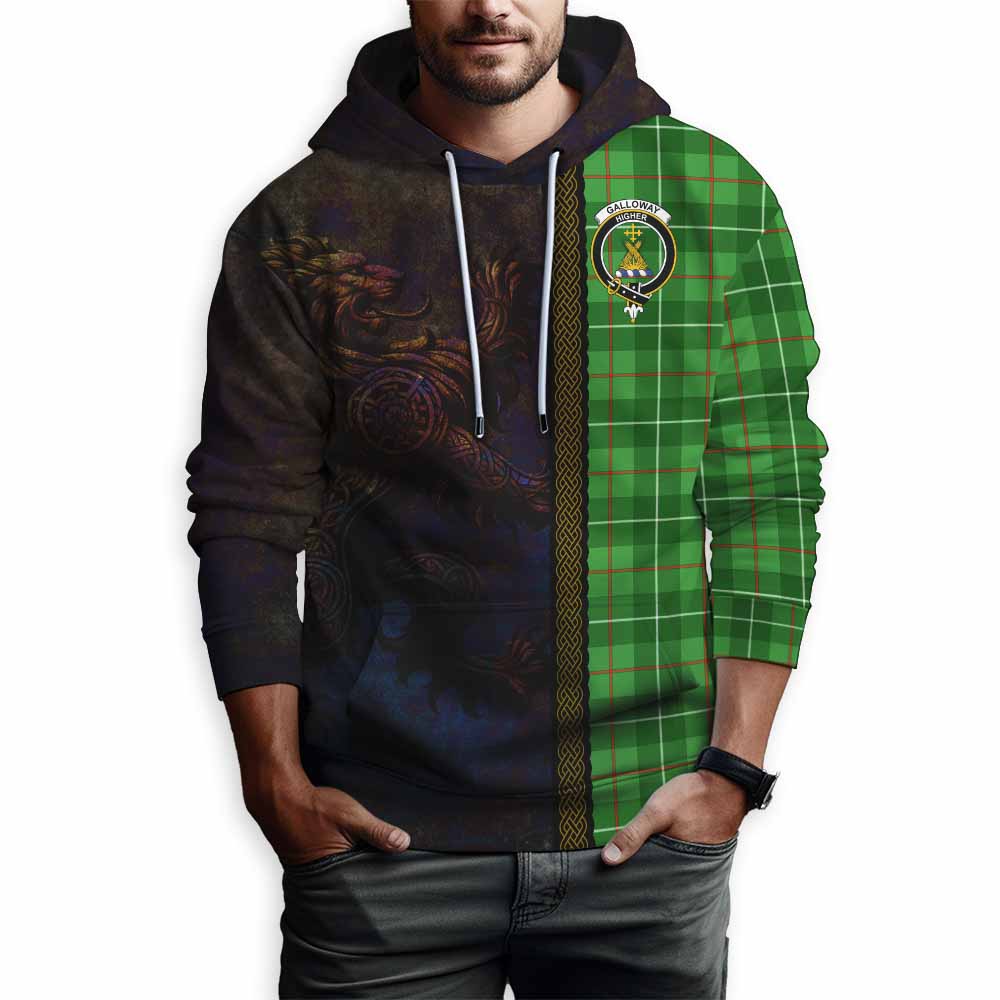 Tartan Vibes Clothing Galloway Tartan Family Crest Hoodie Alba Gu Brath Be Brave Lion Ancient Style