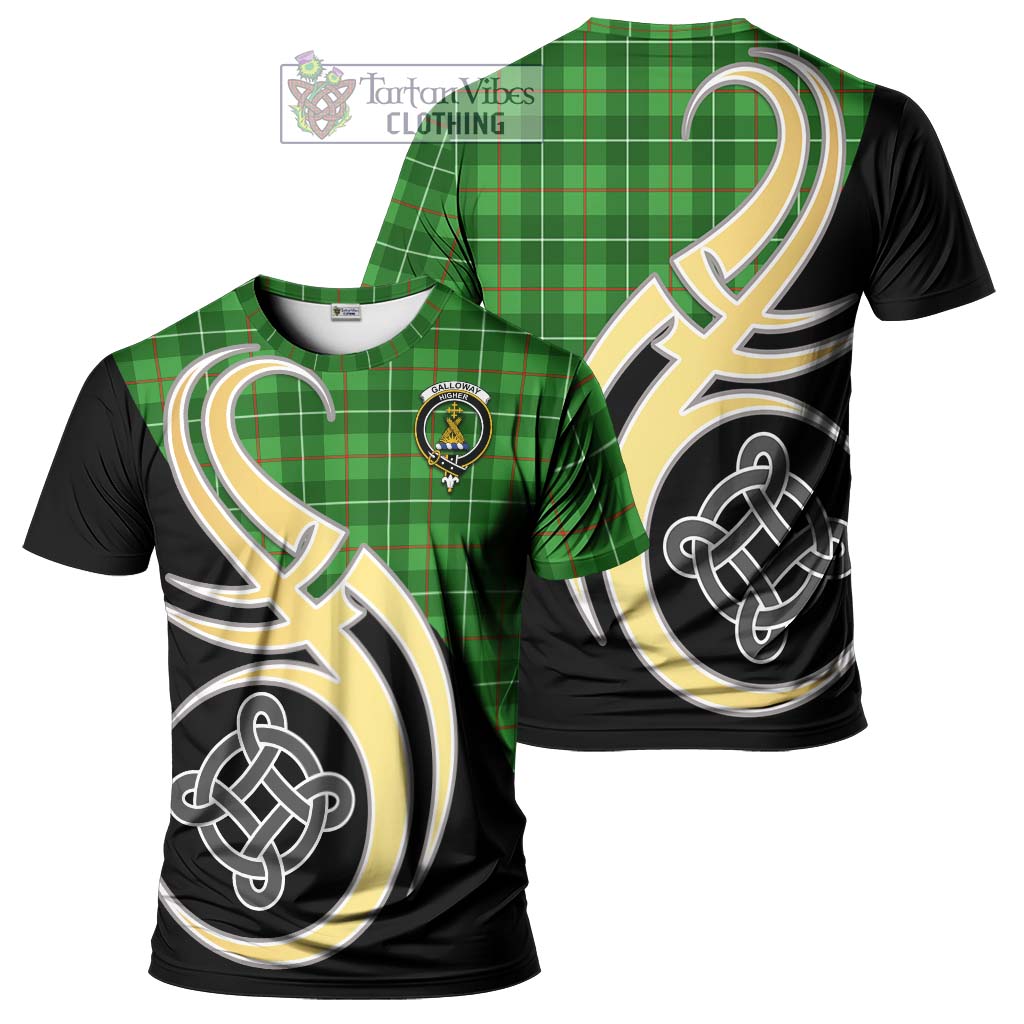 Tartan Vibes Clothing Galloway Tartan T-Shirt with Family Crest and Celtic Symbol Style