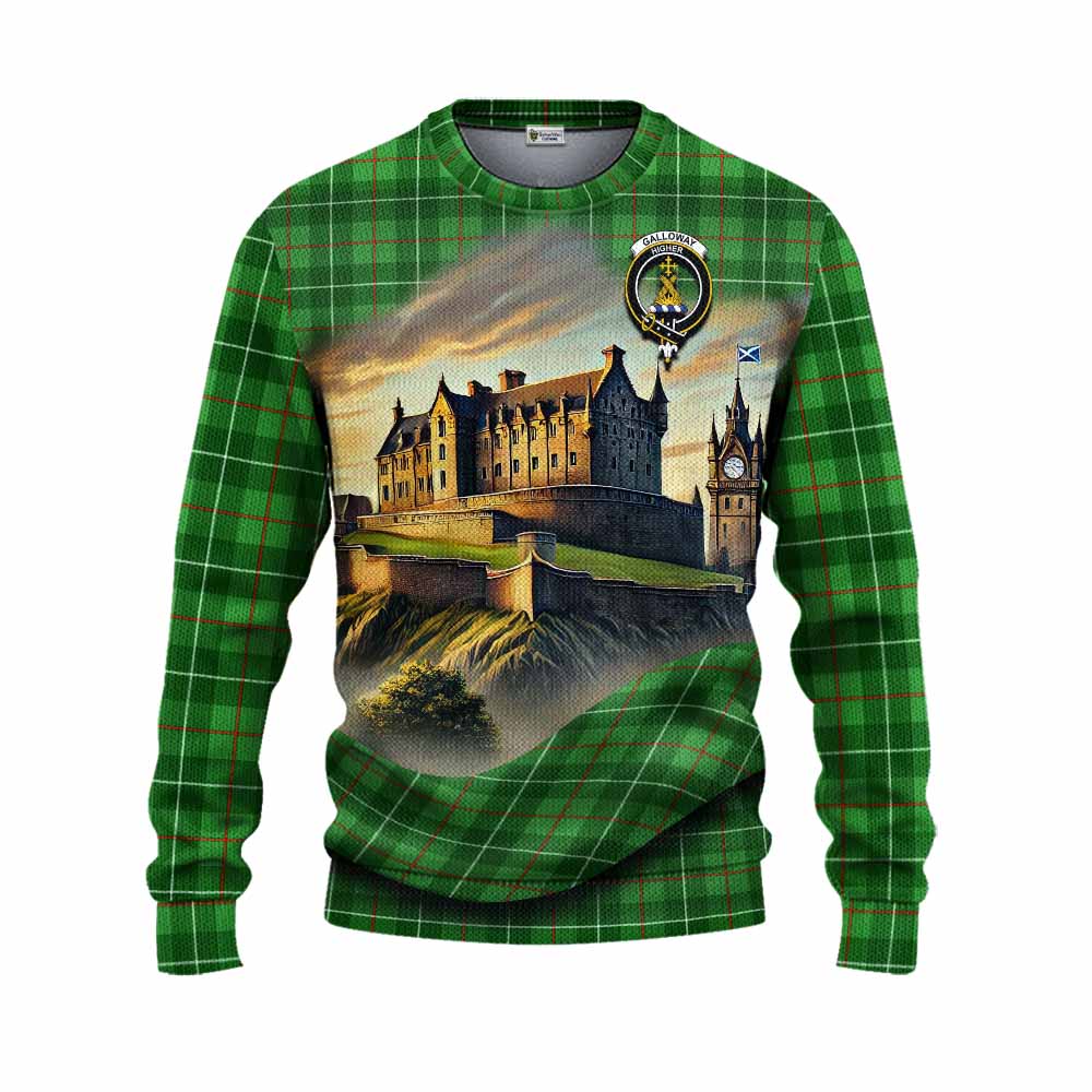 Tartan Vibes Clothing Galloway Tartan Family Crest Knitted Sweater with Scottish Ancient Castle Style