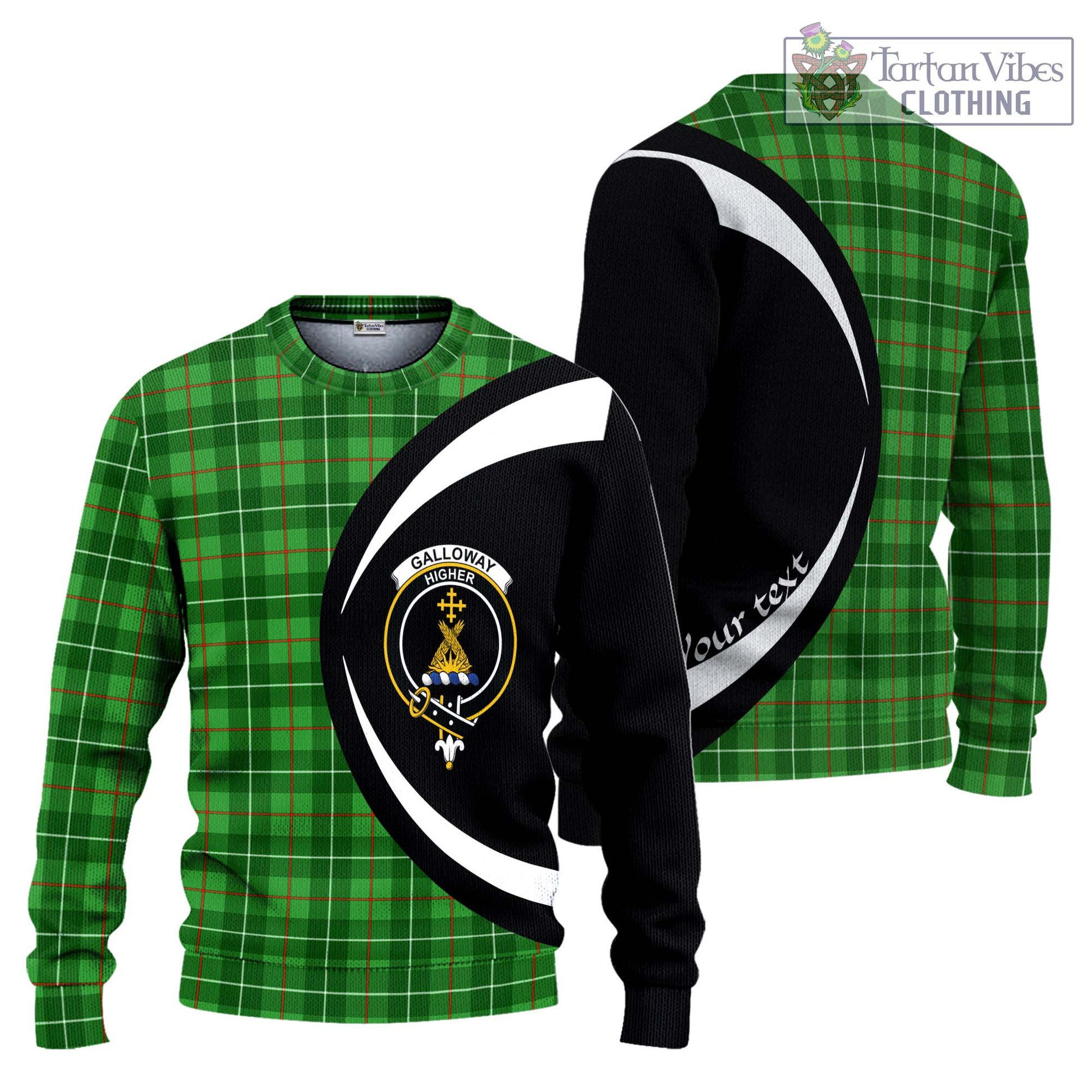 Galloway Tartan Ugly Sweater with Family Crest Circle Style Unisex - Tartan Vibes Clothing