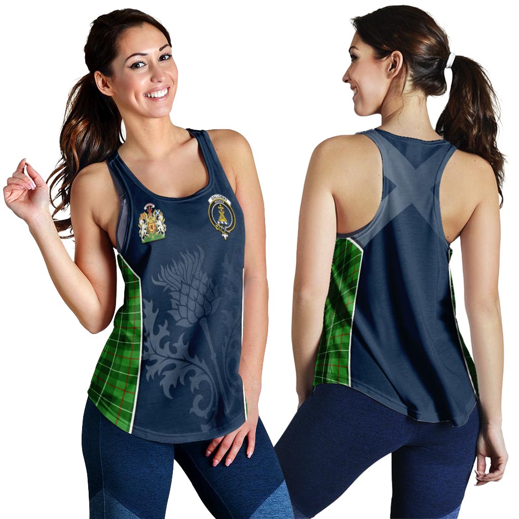 Tartan Vibes Clothing Galloway Tartan Women's Racerback Tanks with Family Crest and Scottish Thistle Vibes Sport Style