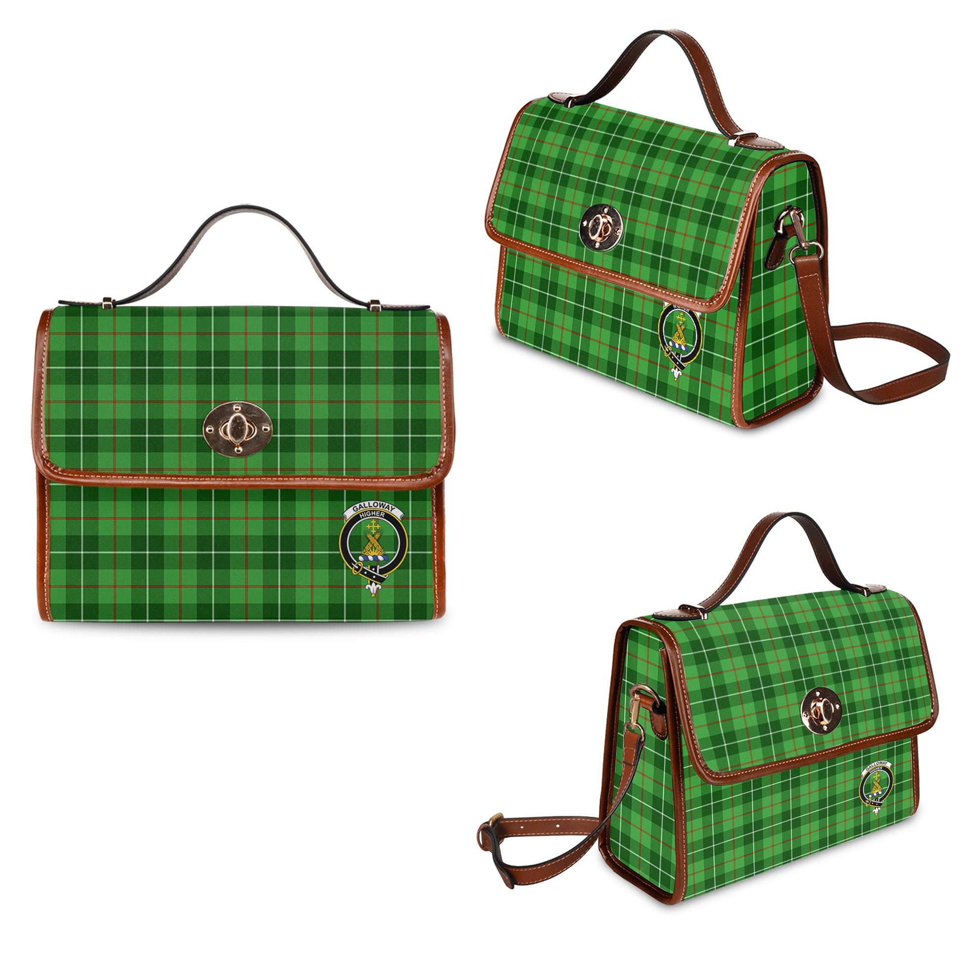 Galloway Tartan Waterproof Canvas Bag with Family Crest One Size 10.5*20*27cm - Tartan Vibes Clothing