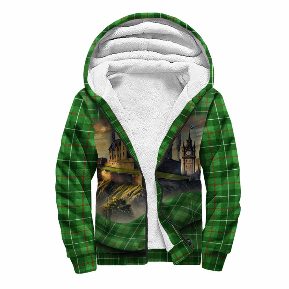 Tartan Vibes Clothing Galloway Tartan Family Crest Sherpa Hoodie with Scottish Ancient Castle Style