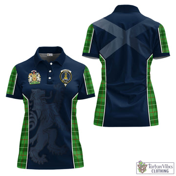 Galloway Tartan Women's Polo Shirt with Family Crest and Lion Rampant Vibes Sport Style
