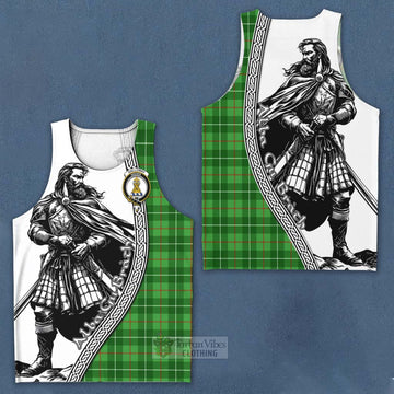 Tartan Vibes Clothing Galloway Tartan Clan Crest Men's Tank Top with Highlander Warrior Celtic Style