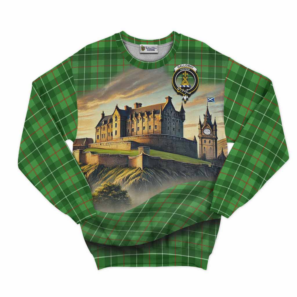 Tartan Vibes Clothing Galloway Tartan Family Crest Sweatshirt with Scottish Ancient Castle Style