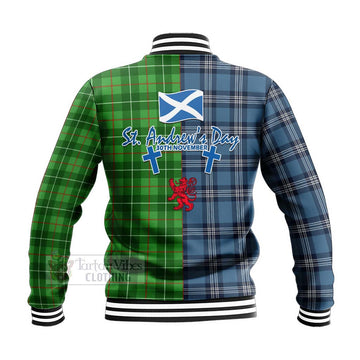 Galloway Tartan Baseball Jacket Happy St. Andrew's Day Half Tartan Style