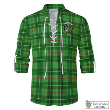 Tartan Vibes Clothing Galloway Tartan Men's Scottish Traditional Jacobite Ghillie Kilt Shirt with Family Crest