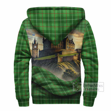 Galloway Tartan Family Crest Sherpa Hoodie with Scottish Ancient Castle Style