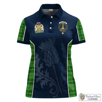 Galloway Tartan Women's Polo Shirt with Family Crest and Scottish Thistle Vibes Sport Style