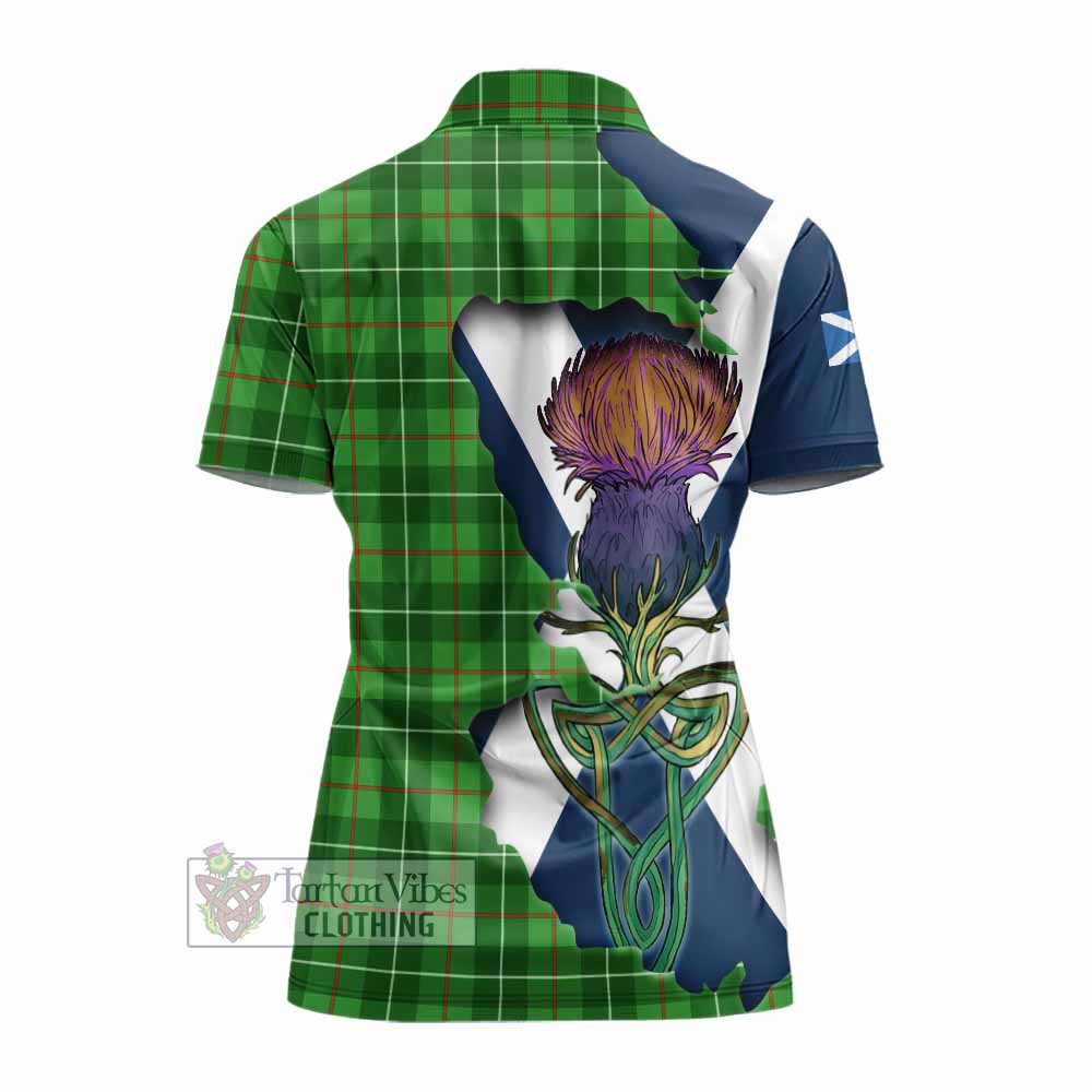 Tartan Vibes Clothing Galloway Tartan Family Crest Women's Polo Shirt Scottish Thistle Celtic Inspired