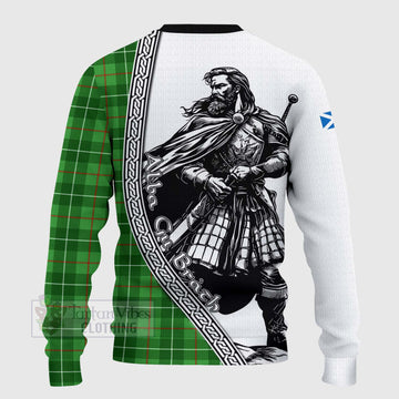 Tartan Vibes Clothing Galloway Tartan Clan Crest Knitted Sweater with Highlander Warrior Celtic Style