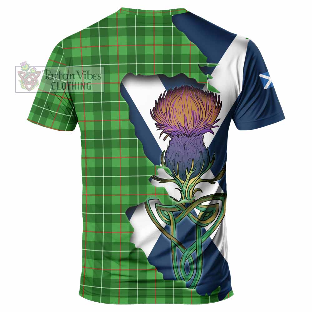 Tartan Vibes Clothing Galloway Tartan Family Crest T-Shirt Scottish Thistle Celtic Inspired