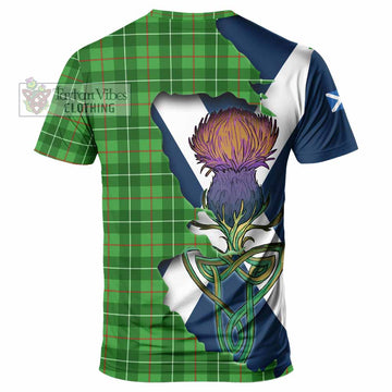 Tartan Vibes Clothing Galloway Tartan Family Crest T-Shirt Scottish Thistle Celtic Inspired