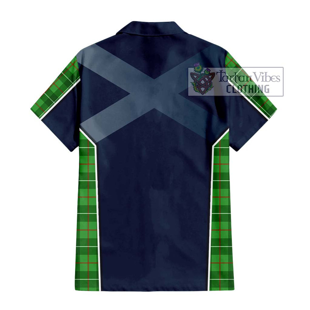 Galloway Tartan Short Sleeve Button Shirt with Family Crest and Lion Rampant Vibes Sport Style - Tartan Vibes Clothing