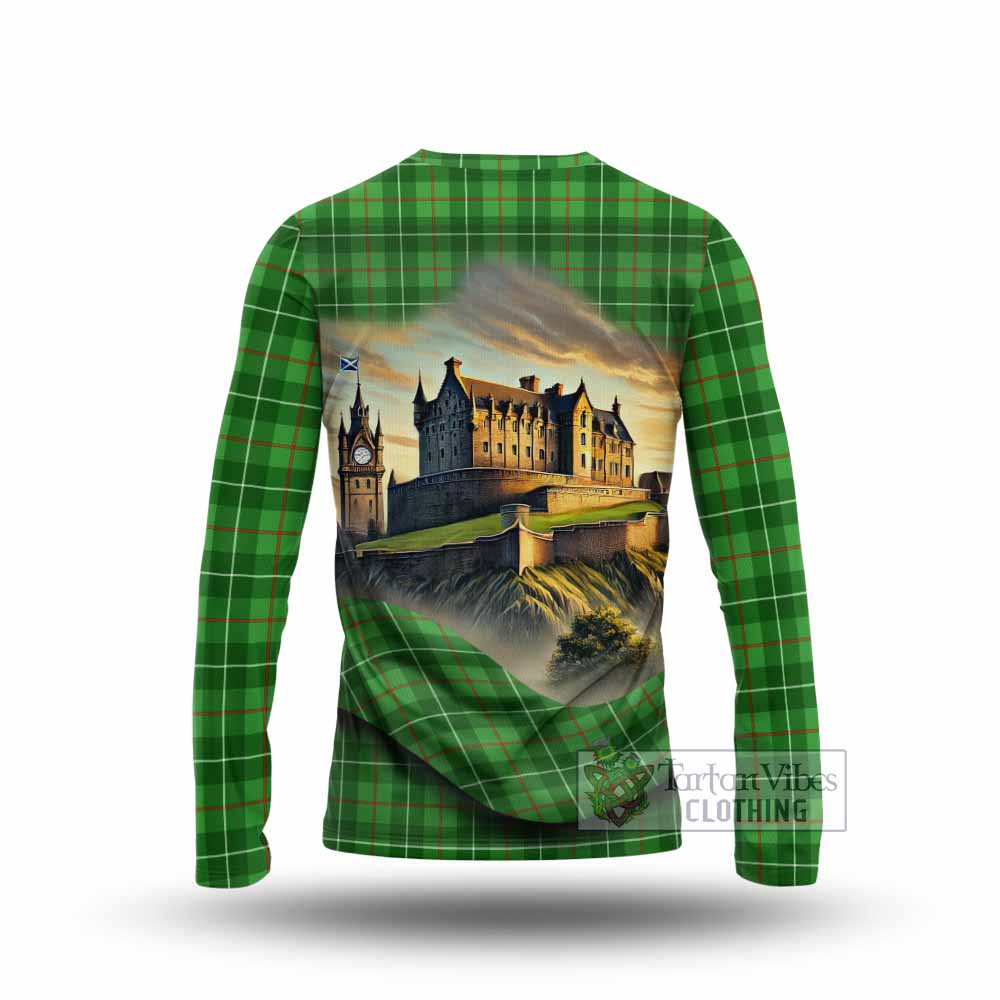 Tartan Vibes Clothing Galloway Tartan Family Crest Long Sleeve T-Shirt with Scottish Ancient Castle Style