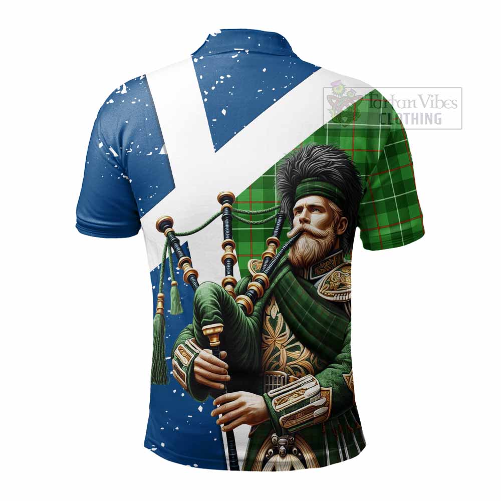 Tartan Vibes Clothing Galloway Tartan Polo Shirt with Family Crest Scottish Bagpiper Vibes