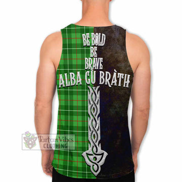 Galloway Tartan Family Crest Men's Tank Top Alba Gu Brath Be Brave Lion Ancient Style