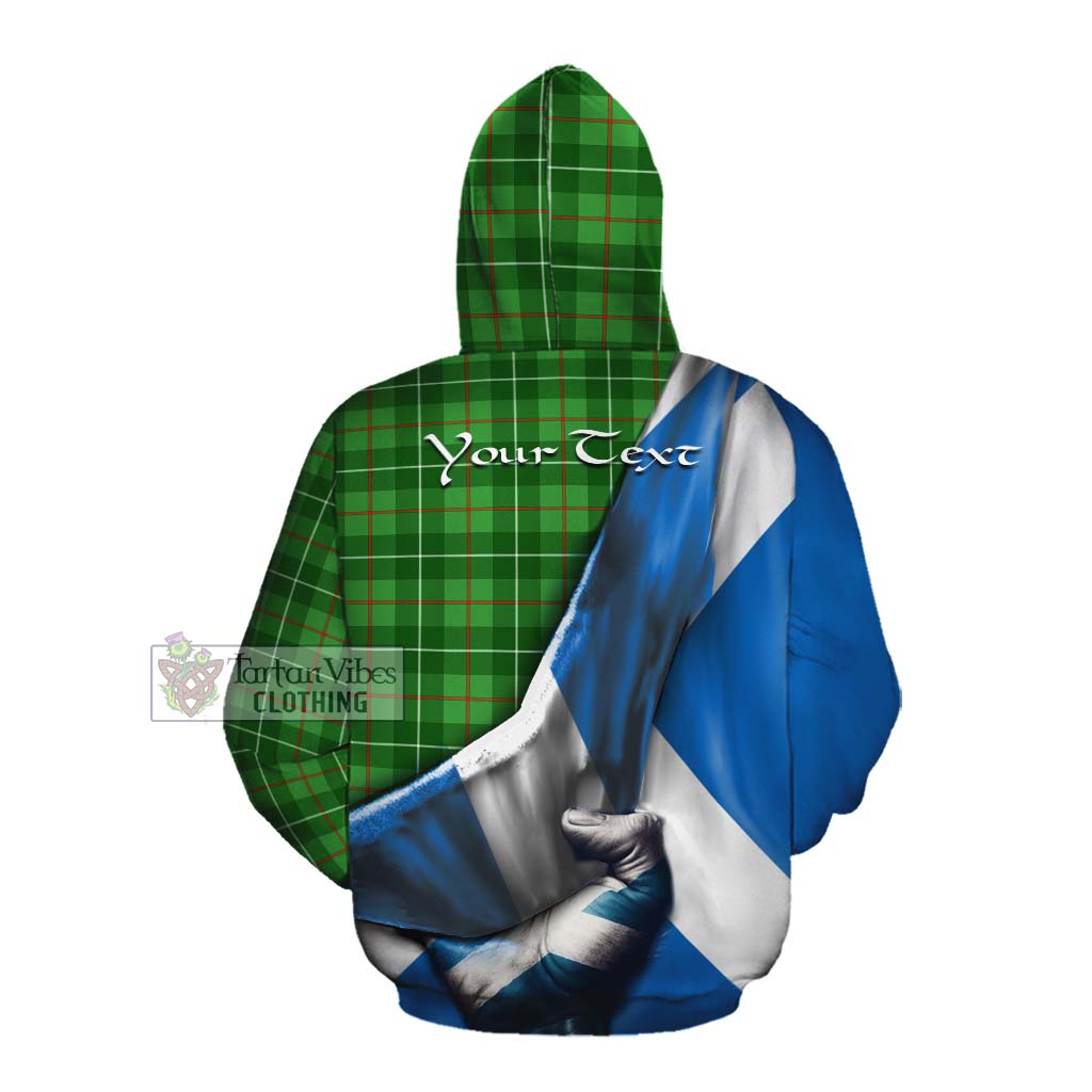 Tartan Vibes Clothing Galloway Tartan Cotton Hoodie with Family Crest Scotland Patriotic Style