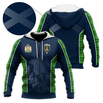 Galloway Tartan Knitted Hoodie with Family Crest and Scottish Thistle Vibes Sport Style