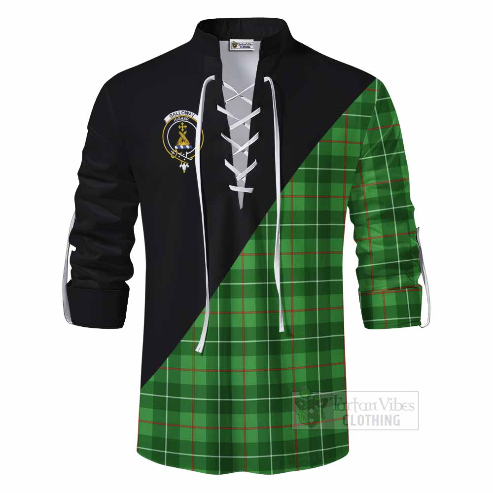 Tartan Vibes Clothing Galloway Tartan Ghillie Kilt Shirt with Family Crest and Military Logo Style