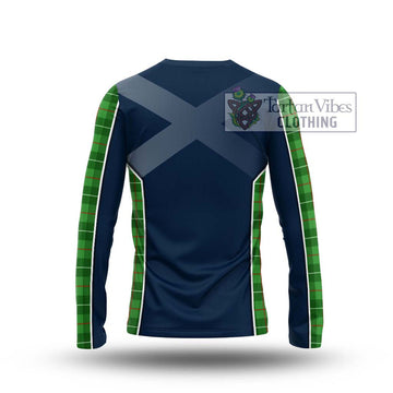 Galloway Tartan Long Sleeve T-Shirt with Family Crest and Lion Rampant Vibes Sport Style - Tartan Vibes Clothing