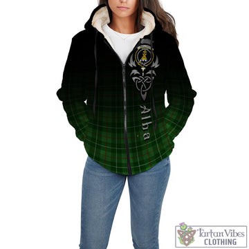 Galloway Tartan Sherpa Hoodie Featuring Alba Gu Brath Family Crest Celtic Inspired