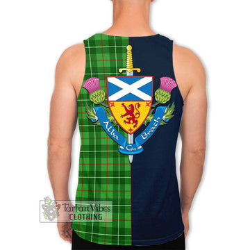 Tartan Vibes Clothing Galloway Tartan Men's Tank Top with Scottish Lion Royal Arm Half Style