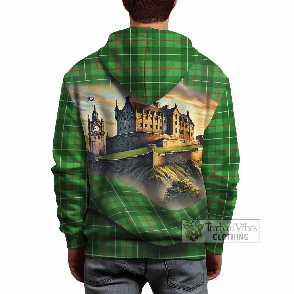 Tartan Vibes Clothing Galloway Tartan Family Crest Hoodie with Scottish Ancient Castle Style