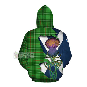 Galloway Tartan Family Crest Cotton Hoodie Scottish Thistle Celtic Inspired