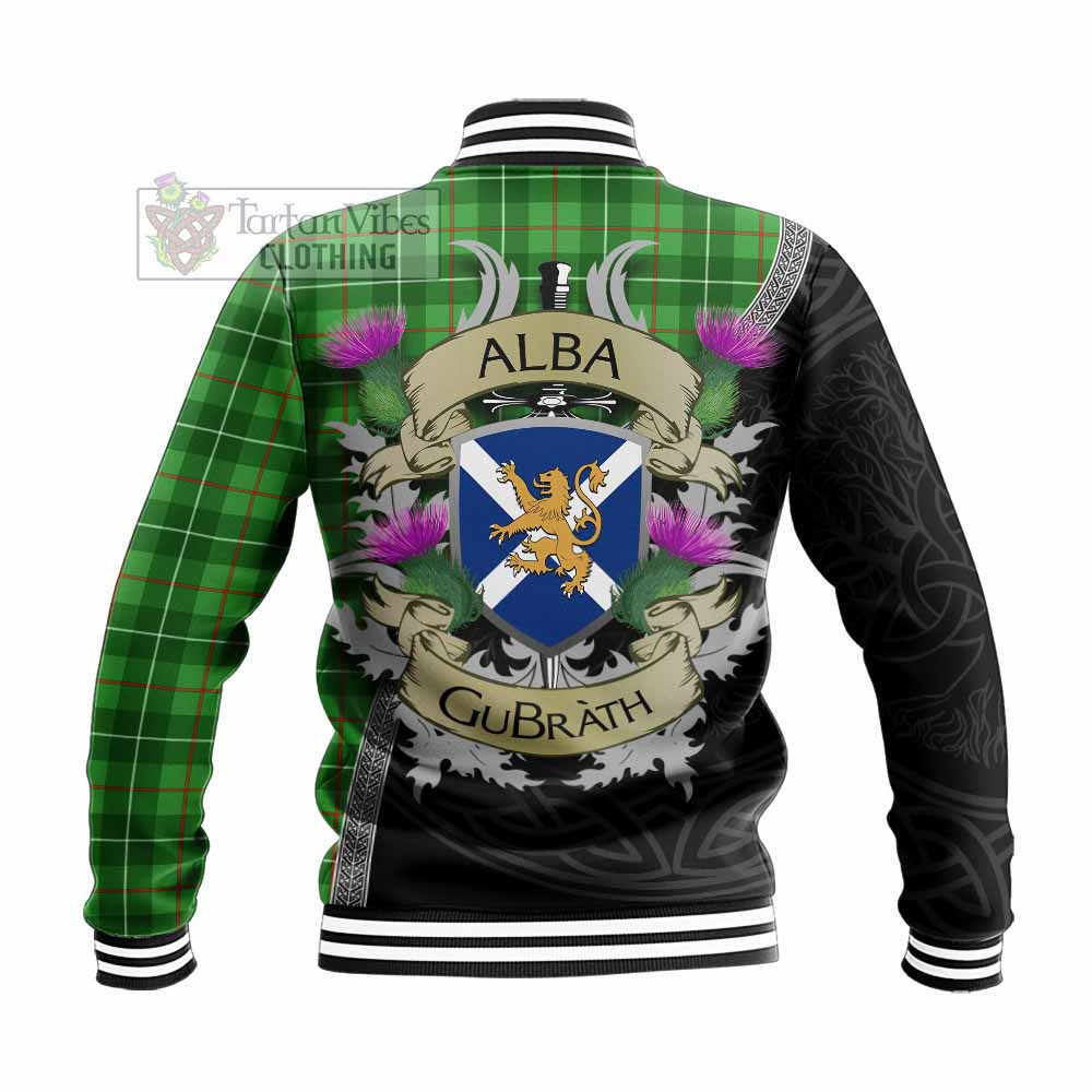 Tartan Vibes Clothing Galloway Tartan Family Crest Baseball Jacket Lion Rampant Royal Thistle Shield Celtic Inspired