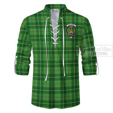 Tartan Vibes Clothing Galloway Tartan Ghillie Kilt Shirt with Family Crest Celtic Skull Style
