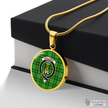 Galloway Tartan Circle Necklace with Family Crest
