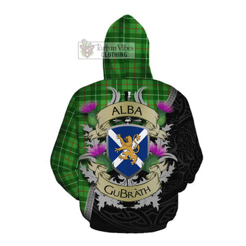 Galloway Tartan Family Crest Cotton Hoodie Lion Rampant Royal Thistle Shield Celtic Inspired