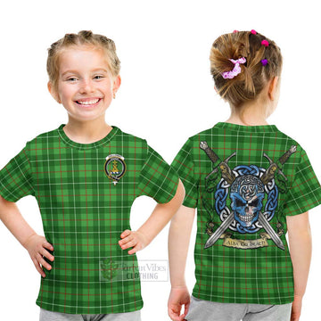 Tartan Vibes Clothing Galloway Tartan Kid T-Shirt with Family Crest Celtic Skull Style