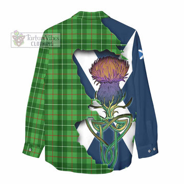 Galloway Tartan Family Crest Women's Casual Shirt Scottish Thistle Celtic Inspired
