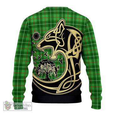Galloway Tartan Knitted Sweater with Family Crest Celtic Wolf Style - Tartan Vibes Clothing