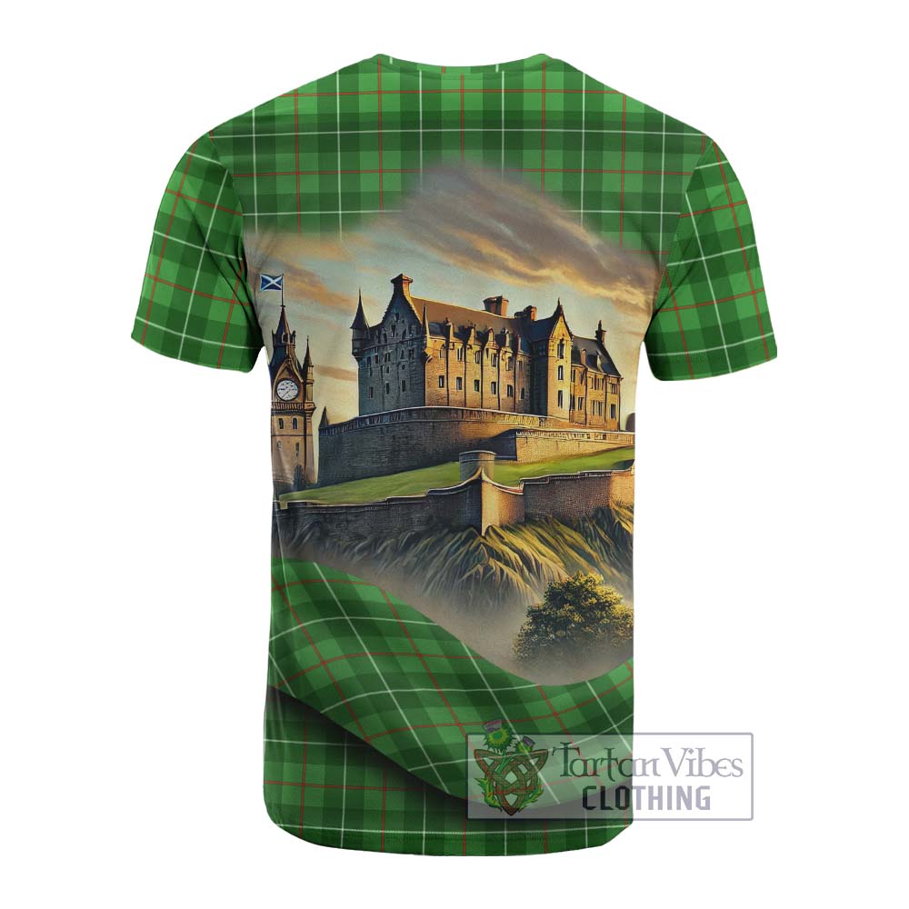 Tartan Vibes Clothing Galloway Tartan Family Crest Cotton T-shirt with Scottish Ancient Castle Style