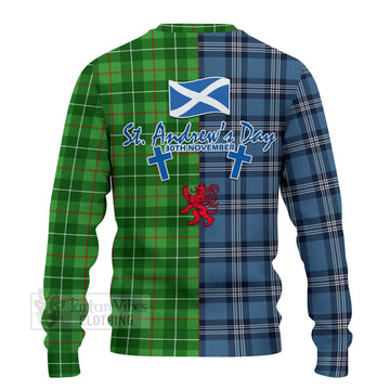 Tartan Vibes Clothing Galloway Tartan Knitted Sweater Happy St. Andrew's Day Half Tartan Style