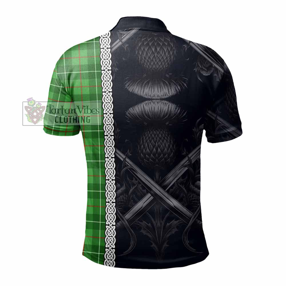 Tartan Vibes Clothing Galloway Tartan Polo Shirt with Family Crest Cross Sword Thistle Celtic Vibes