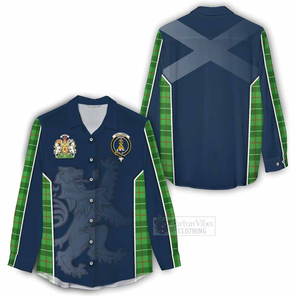 Tartan Vibes Clothing Galloway Tartan Women's Casual Shirt with Family Crest and Lion Rampant Vibes Sport Style
