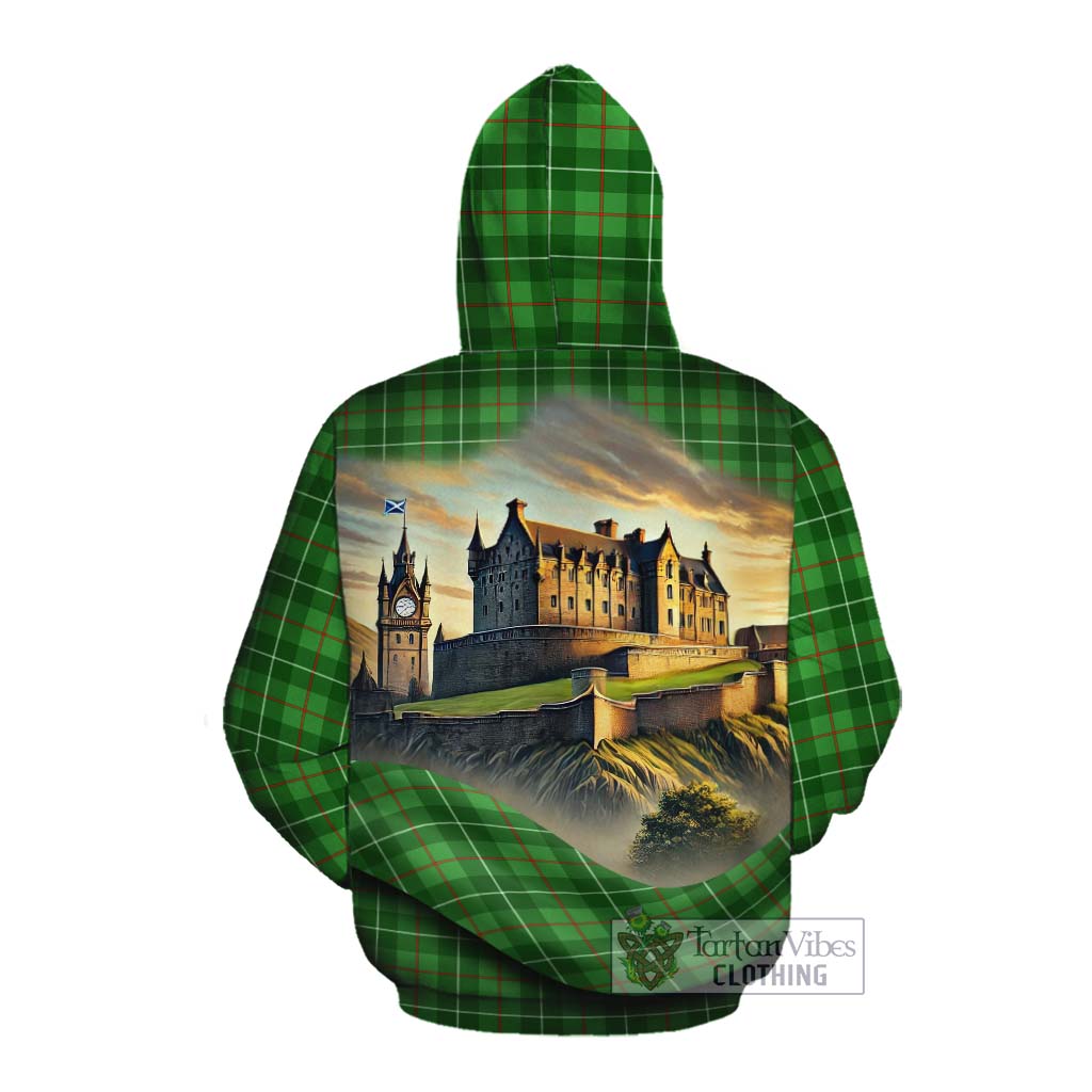 Tartan Vibes Clothing Galloway Tartan Family Crest Cotton Hoodie with Scottish Ancient Castle Style