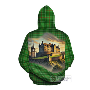 Galloway Tartan Family Crest Cotton Hoodie with Scottish Ancient Castle Style