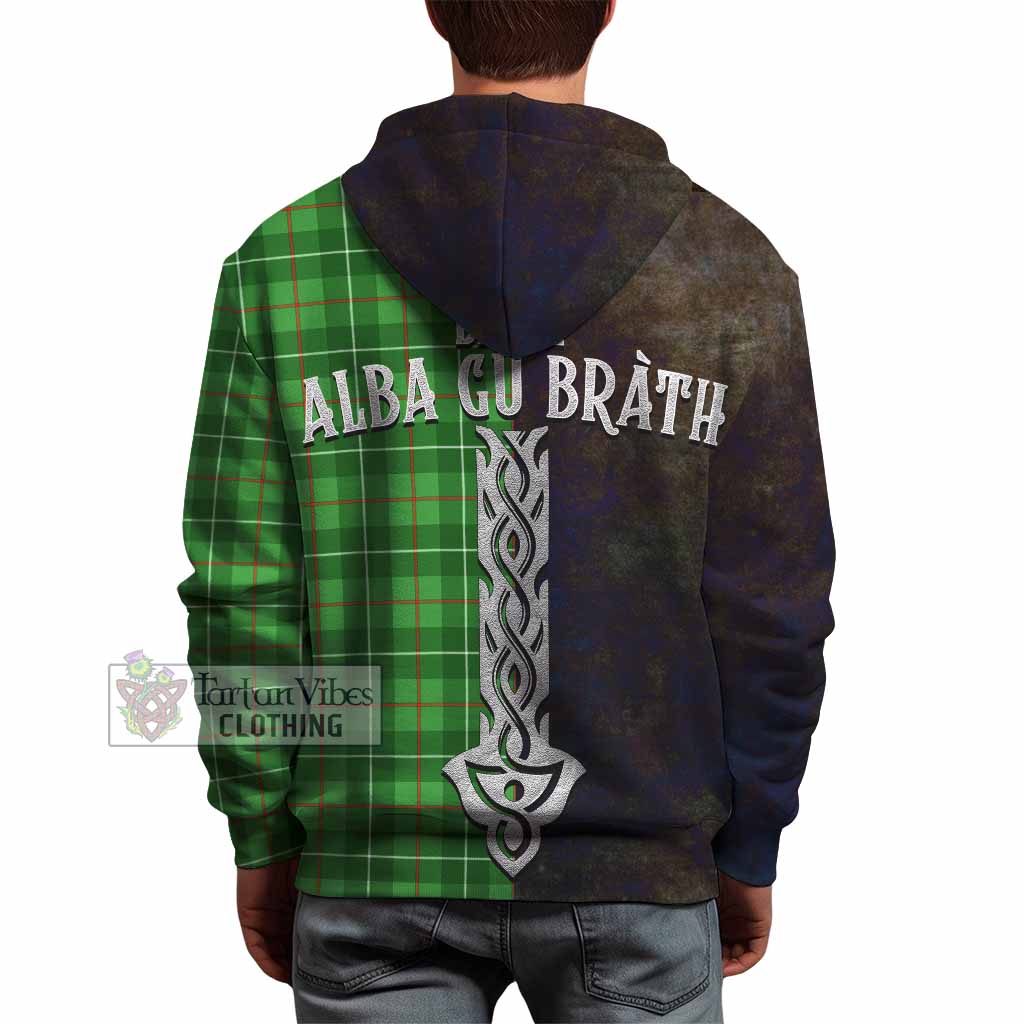 Tartan Vibes Clothing Galloway Tartan Family Crest Hoodie Alba Gu Brath Be Brave Lion Ancient Style