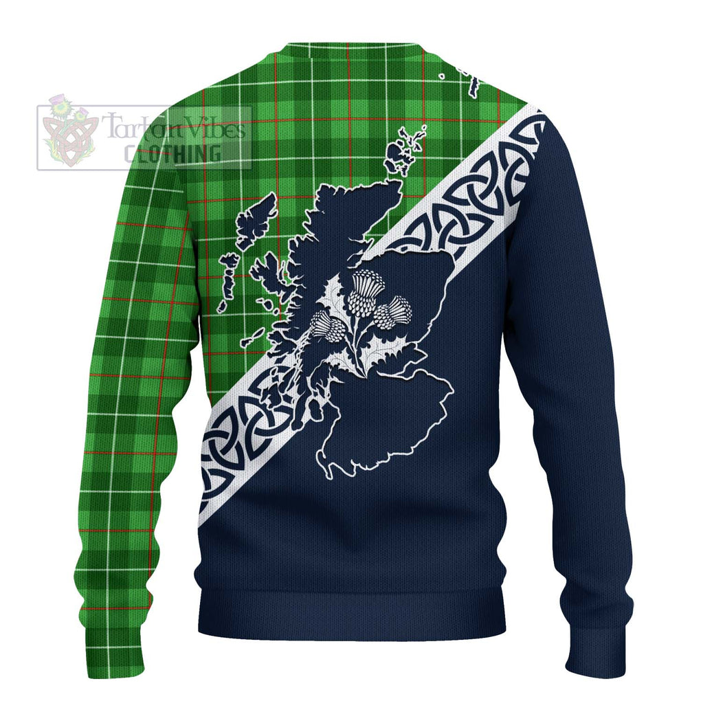 Tartan Vibes Clothing Galloway Tartan Knitted Sweater Featuring Thistle and Scotland Map