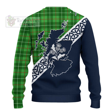 Tartan Vibes Clothing Galloway Tartan Knitted Sweater Featuring Thistle and Scotland Map