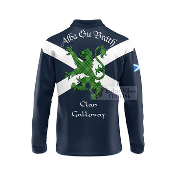 Galloway Tartan Lion Rampant Long Sleeve Polo Shirt Proudly Display Your Heritage with Alba Gu Brath and Clan Name